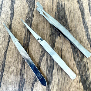 Lot of 3 Precision Tools - Crafts & Sewing Tweezers Locking Tweezer Paddle/Point